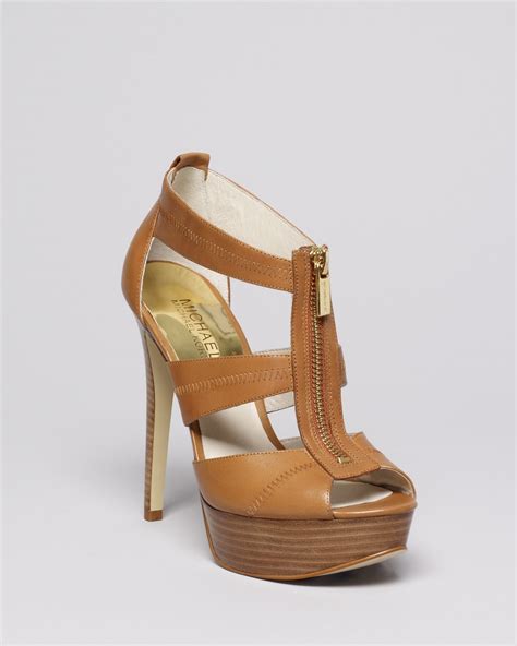 michael kors brown mary jane platform high heels|michael kors peep toe pump.